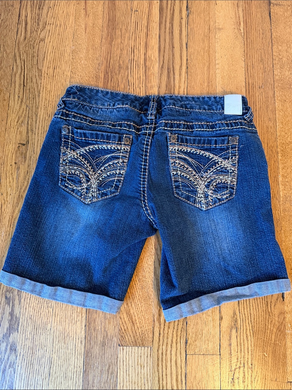Maurices Dark Blue Embroidered Denim Shorts